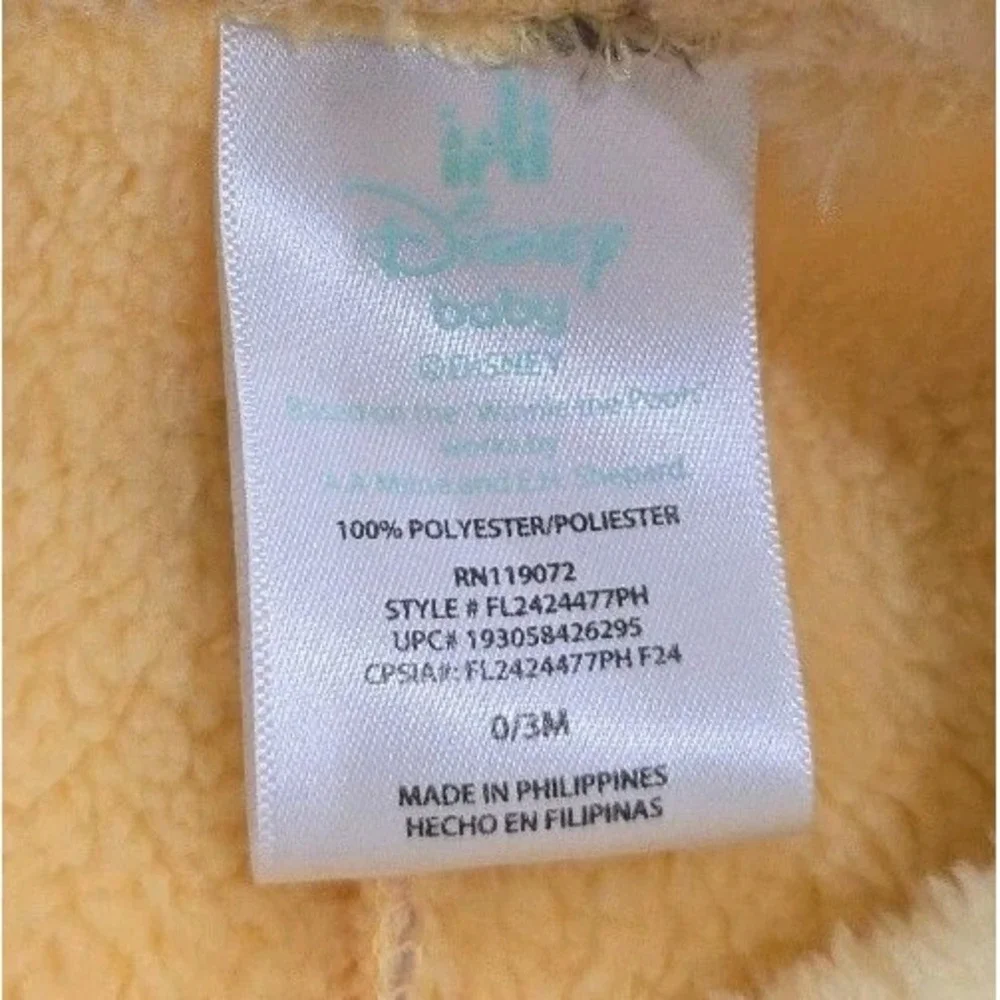 Disney Baby Winnie The Pooh Jogger 2 Piece 0/3 Months Yellow Unisex Fleece #445